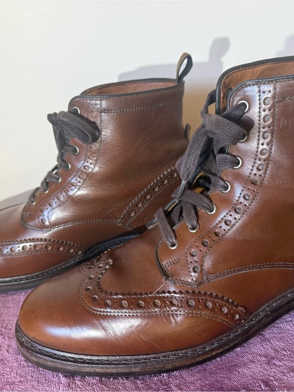 Allen Edmonds Brown Leather Wingtip Lace-Up Boots